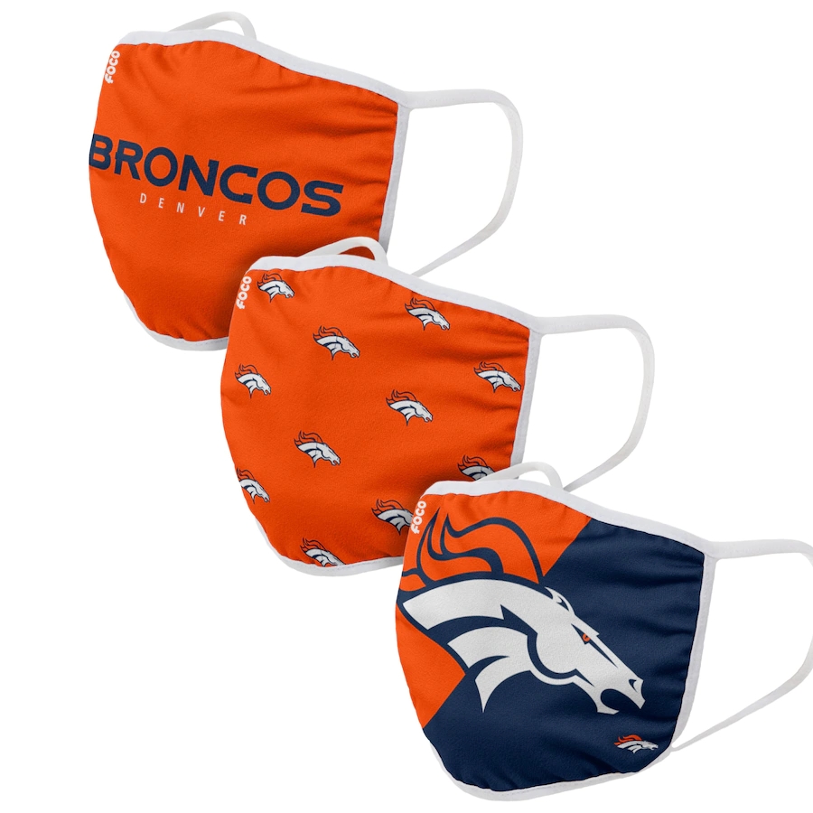  Denver Broncos Adult Face Covering 3-PackDust mask with filter->arizona cardinals->NFL Jersey